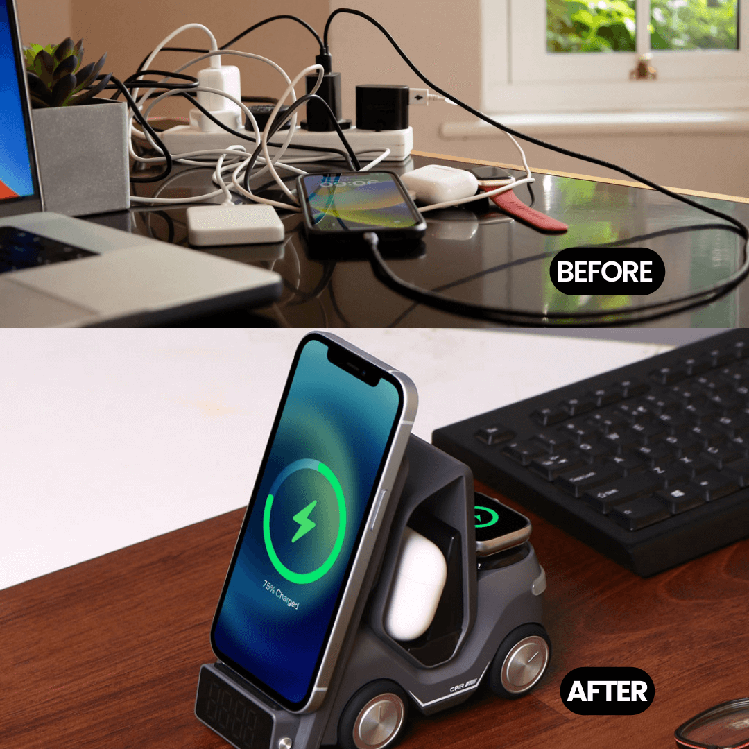 DigitexIndia Charge Cruiser- 3 in 1 Wireless Charger with Clock