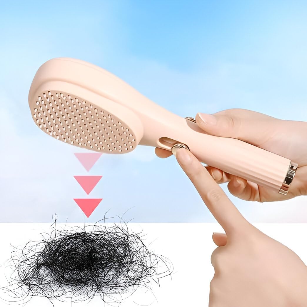 2-in-1 Self-Cleaning Hair Brush with Scalp Massager – Anti-Static Detangling Massage Comb for Women, Men & Kids – Push Button Hair Removal, Smooth Styling & Daily Hair Care Tool