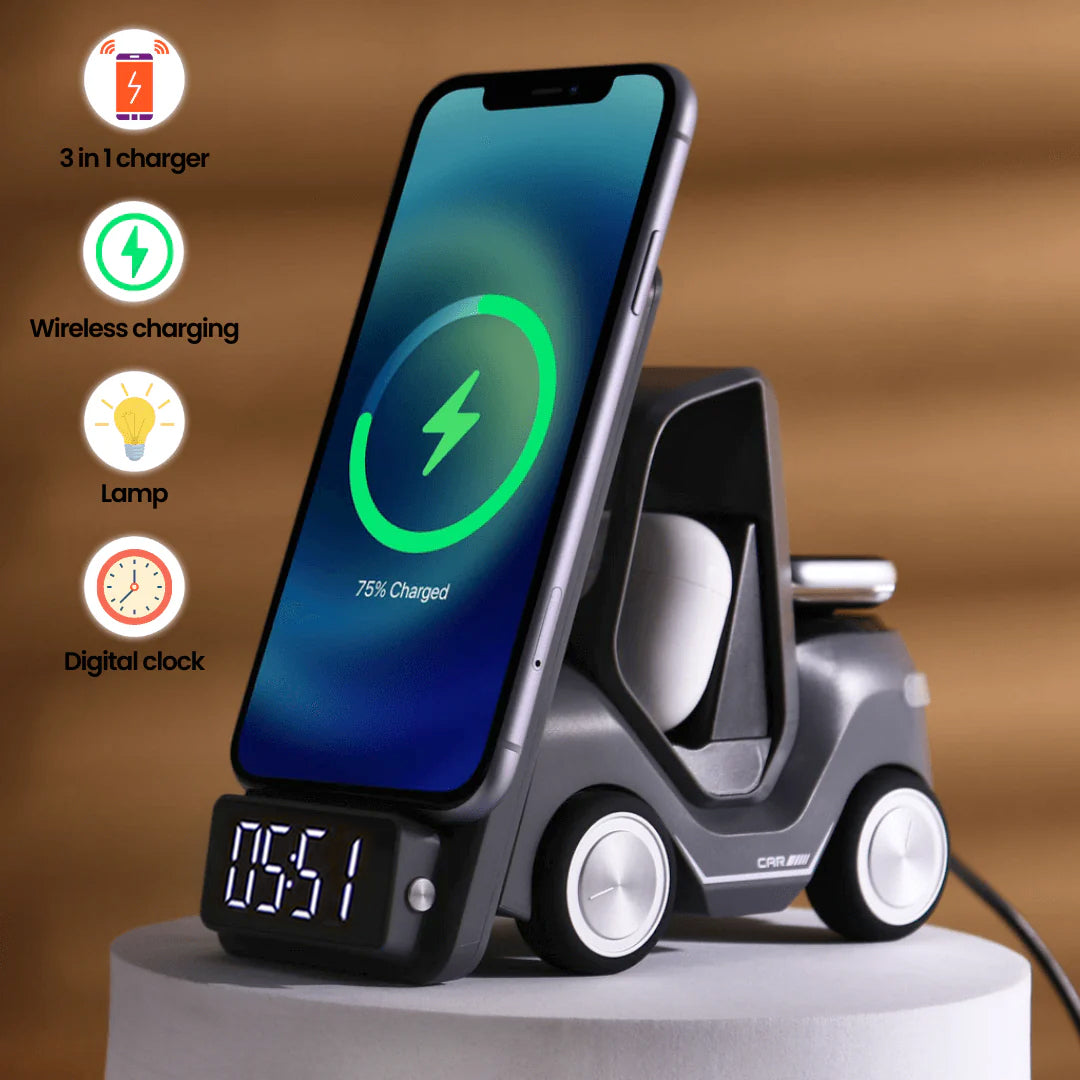 DigitexIndia Charge Cruiser- 3 in 1 Wireless Charger with Clock