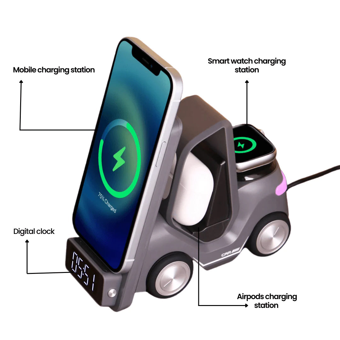 DigitexIndia Charge Cruiser- 3 in 1 Wireless Charger with Clock