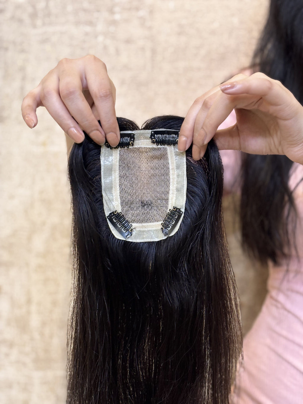 Hair Topper for Postpartum Hair Loss | Silk Base | Natural Black | Straight | Remy Hair India-4