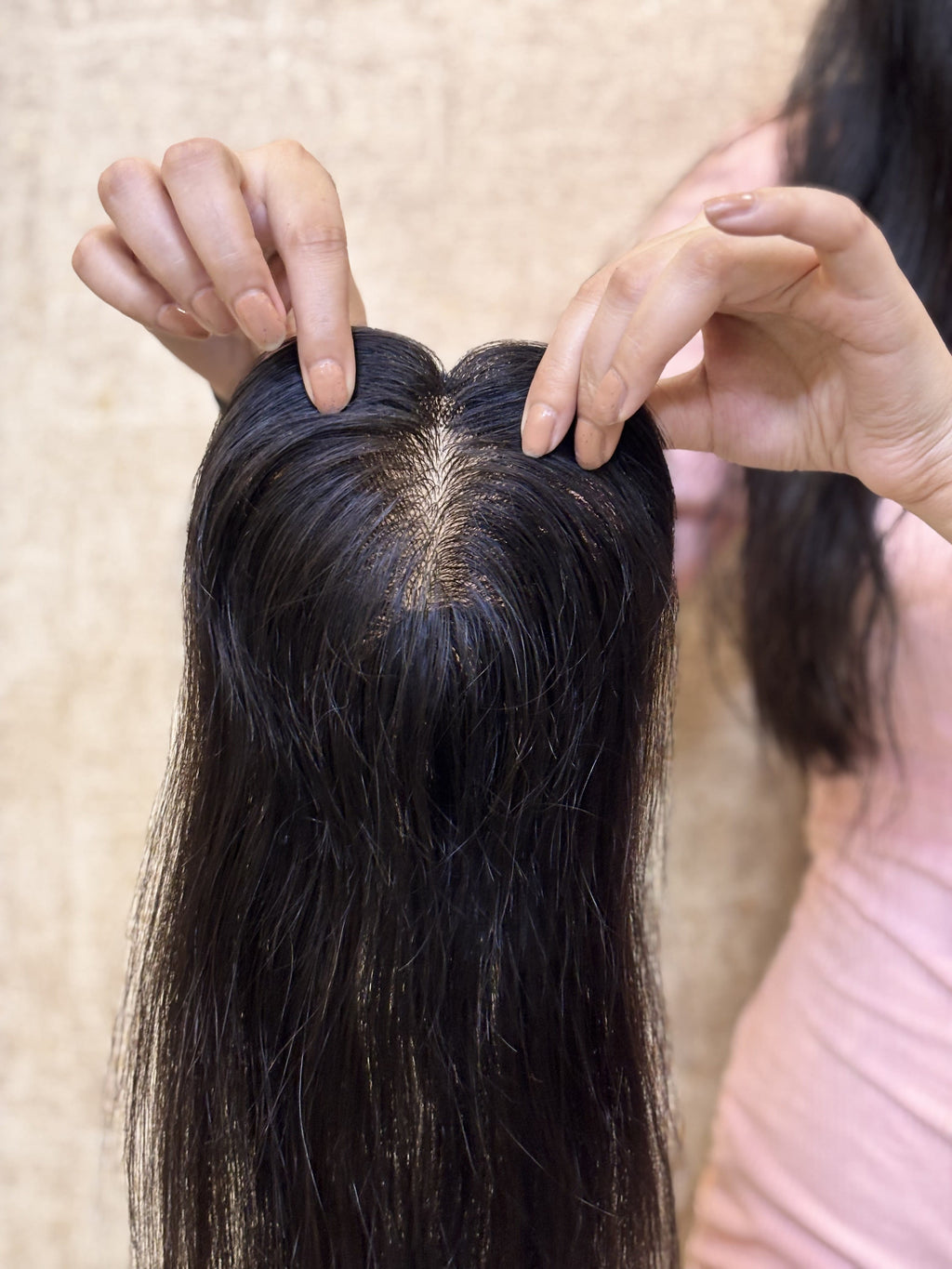 Hair Topper for Postpartum Hair Loss | Silk Base | Natural Black | Straight | Remy Hair India-3