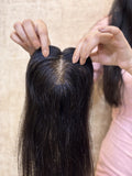 Hair Topper for Postpartum Hair Loss | Silk Base | Natural Black | Straight | Remy Hair India-3