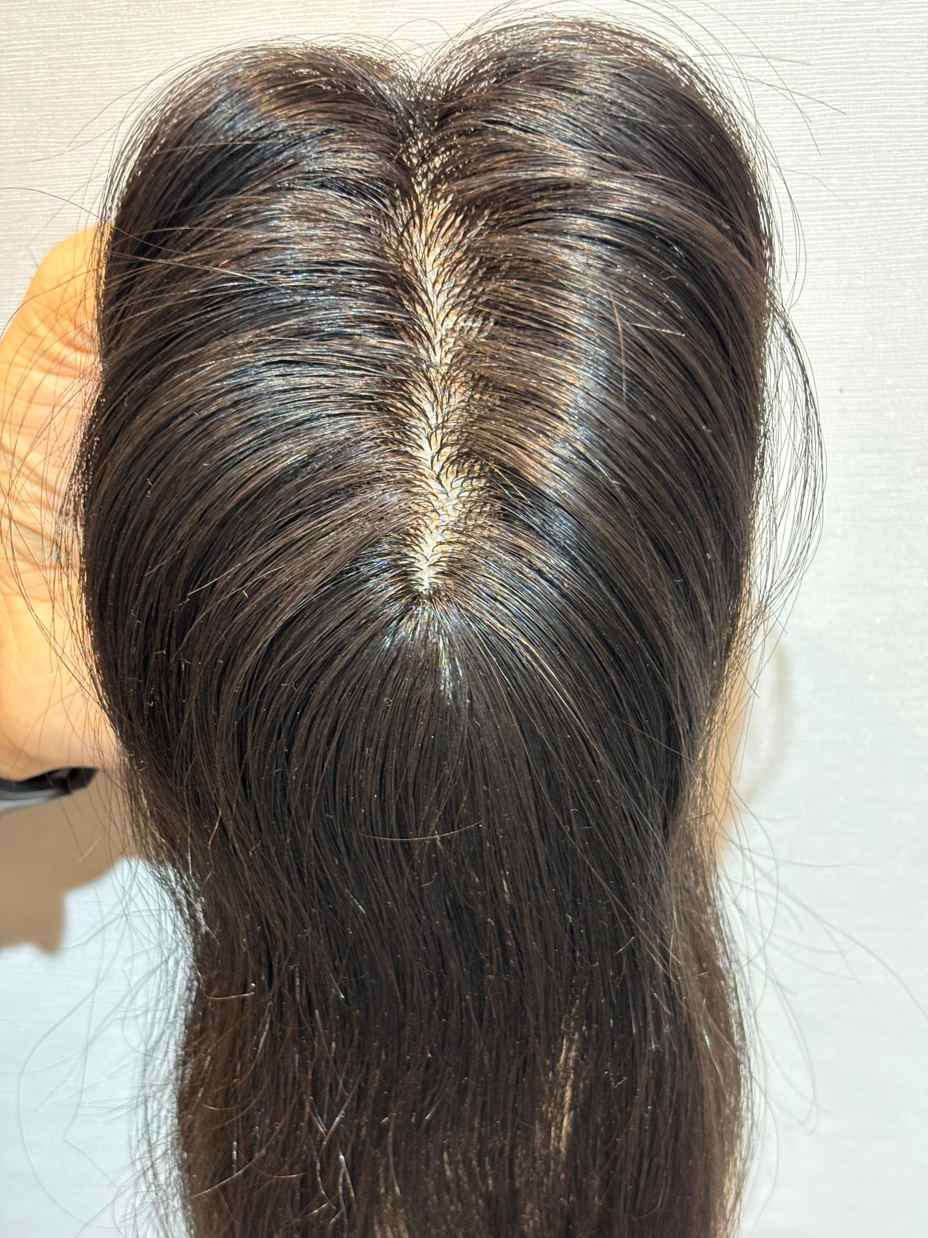 Hair Topper for Postpartum Hair Loss | Silk Base | Natural Black | Straight | Remy Hair India-2