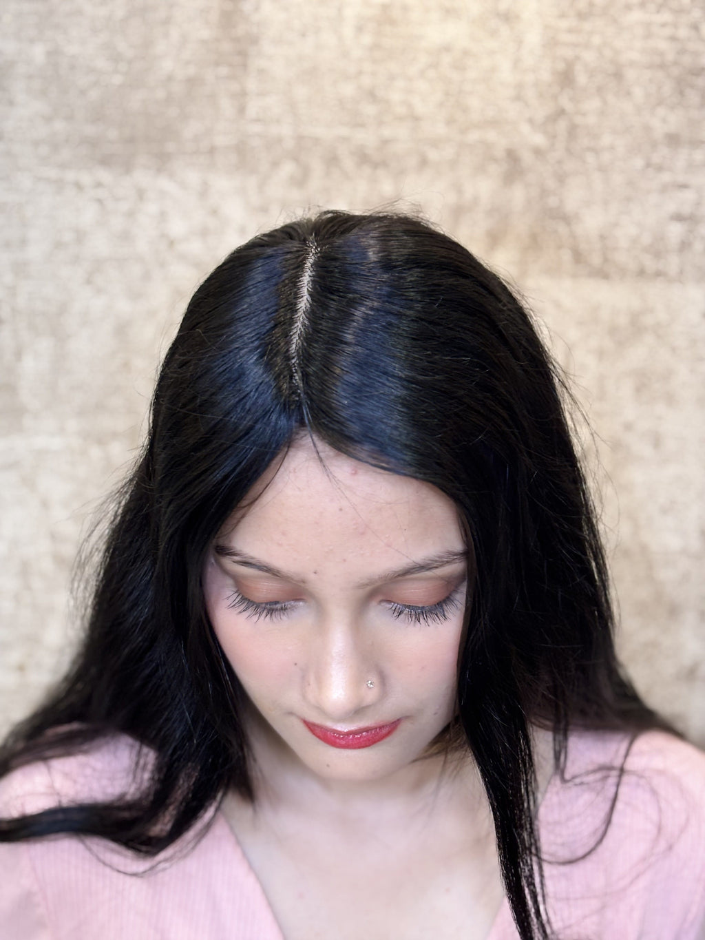 Hair Topper for Postpartum Hair Loss | Silk Base | Natural Black | Straight | Remy Hair India-0